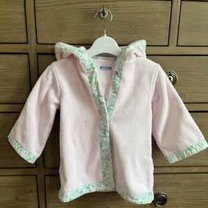 Jacadi Pink Robe with Floral Trim